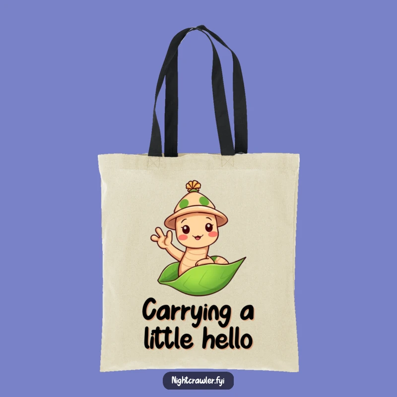 Funny Earthworm Hat Tote Bag: Cute Waving Worm, Perfect Carry & Gift
