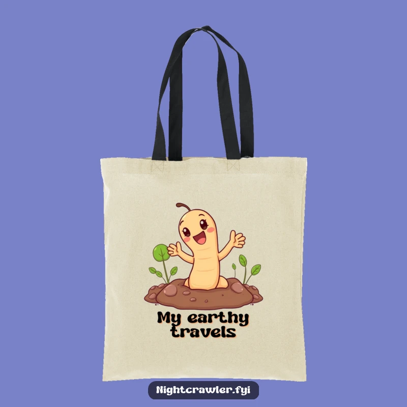 Funny Waving Earthworm Tote Bag - Carry Your Garden Greetings