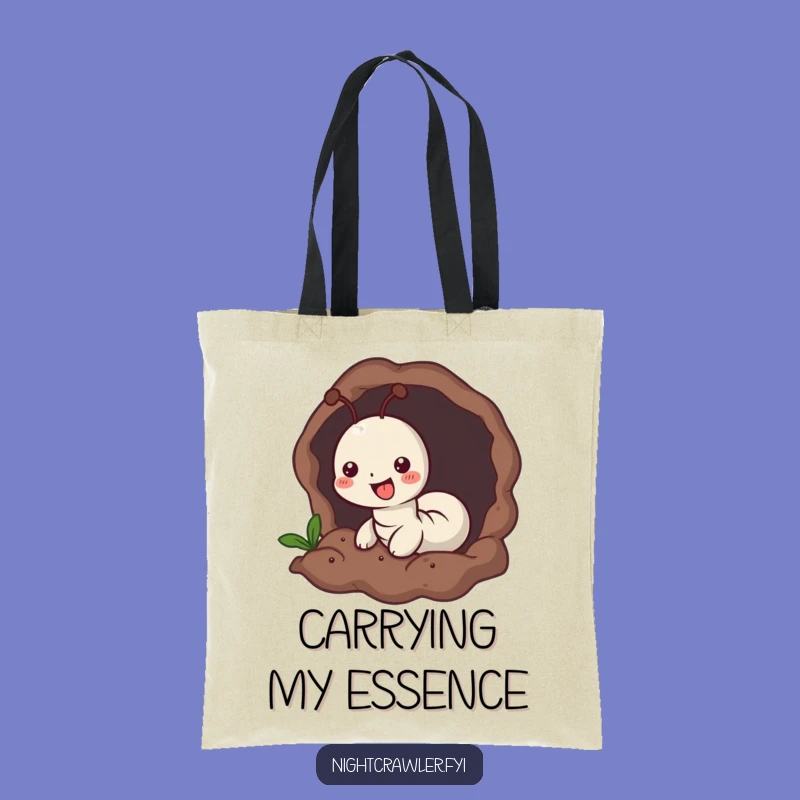 Funny Worm Burrowing Tote Bag - Happy Worm Earth Digging Carryall