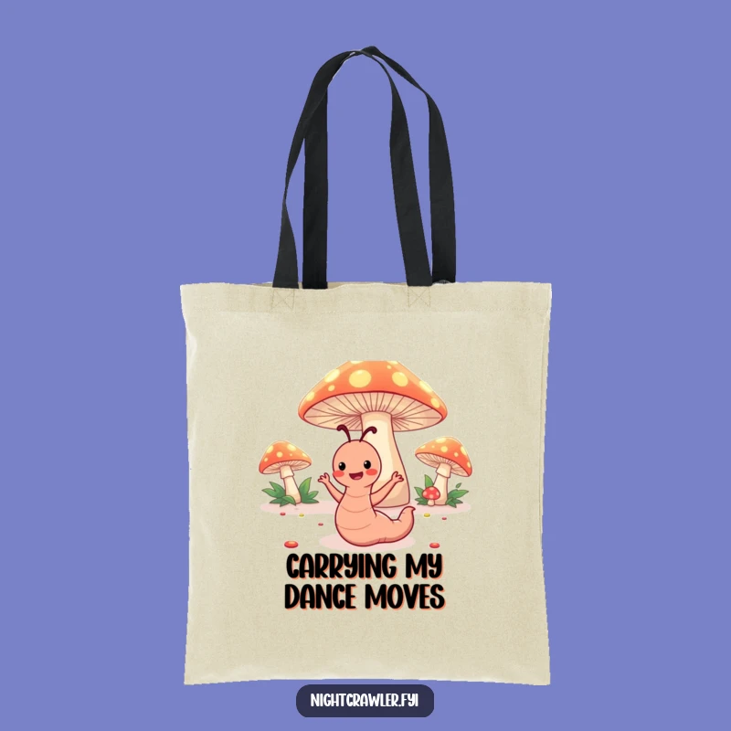 Funny Worm Dance Tote: Happy Under Toadstools Bag Gift