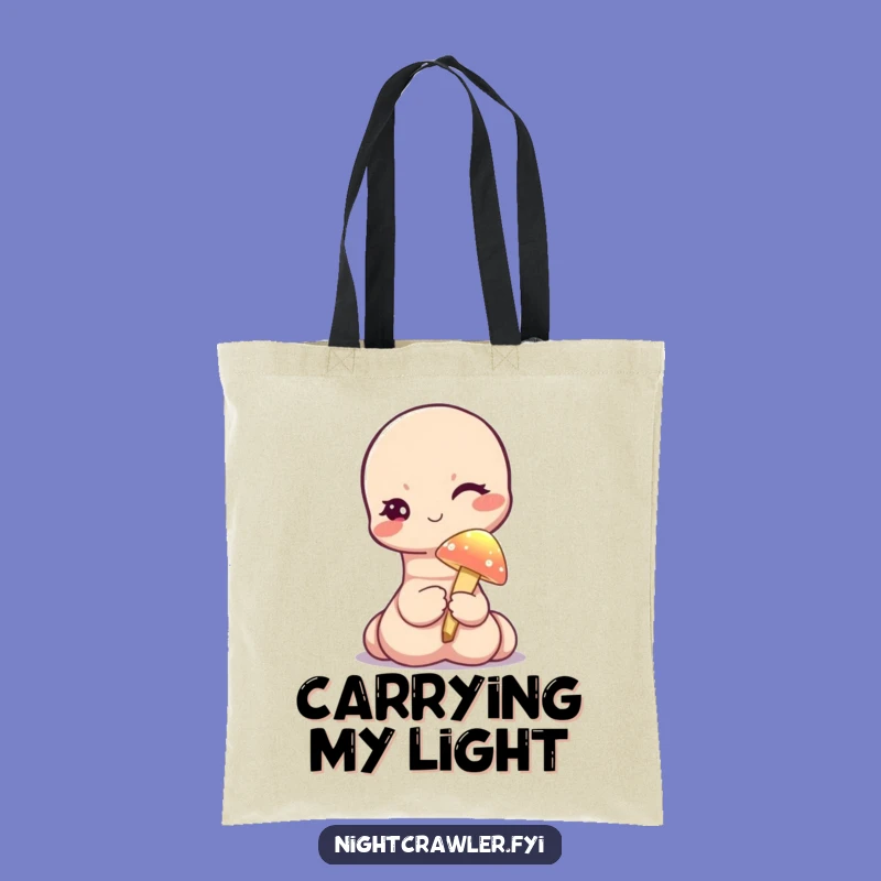 Funny Worm Winking Tote Bag - Cute Worm Mushroom Magic Carryall