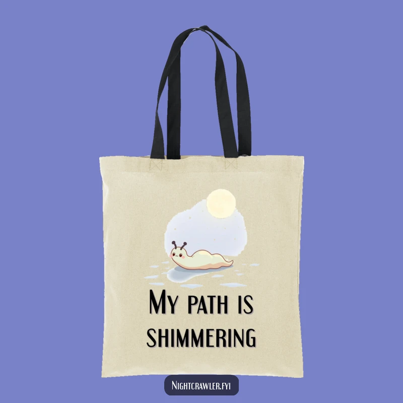 Funny Moonlit Slug Tote Bag: Cute Character's Trail, a Chic Funny Gift.