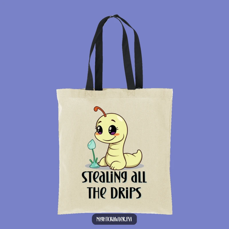 Funny Worm Dewdrop Heist Tote Bag: Carry Your Sneaky Style